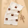 Infant and toddler cartoon 25*50 six-layer gauze towel, bath towel, bamboo fiber soft absorbent face towel, newborn square towel, belching towel, four-layer gauze children's towel, Class a baby saliva towel Specification image